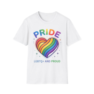 Pride Heart T-Shirt — "PRIDE" Rainbow LGBTQ+ and Proud Tee (Multiple Colors)