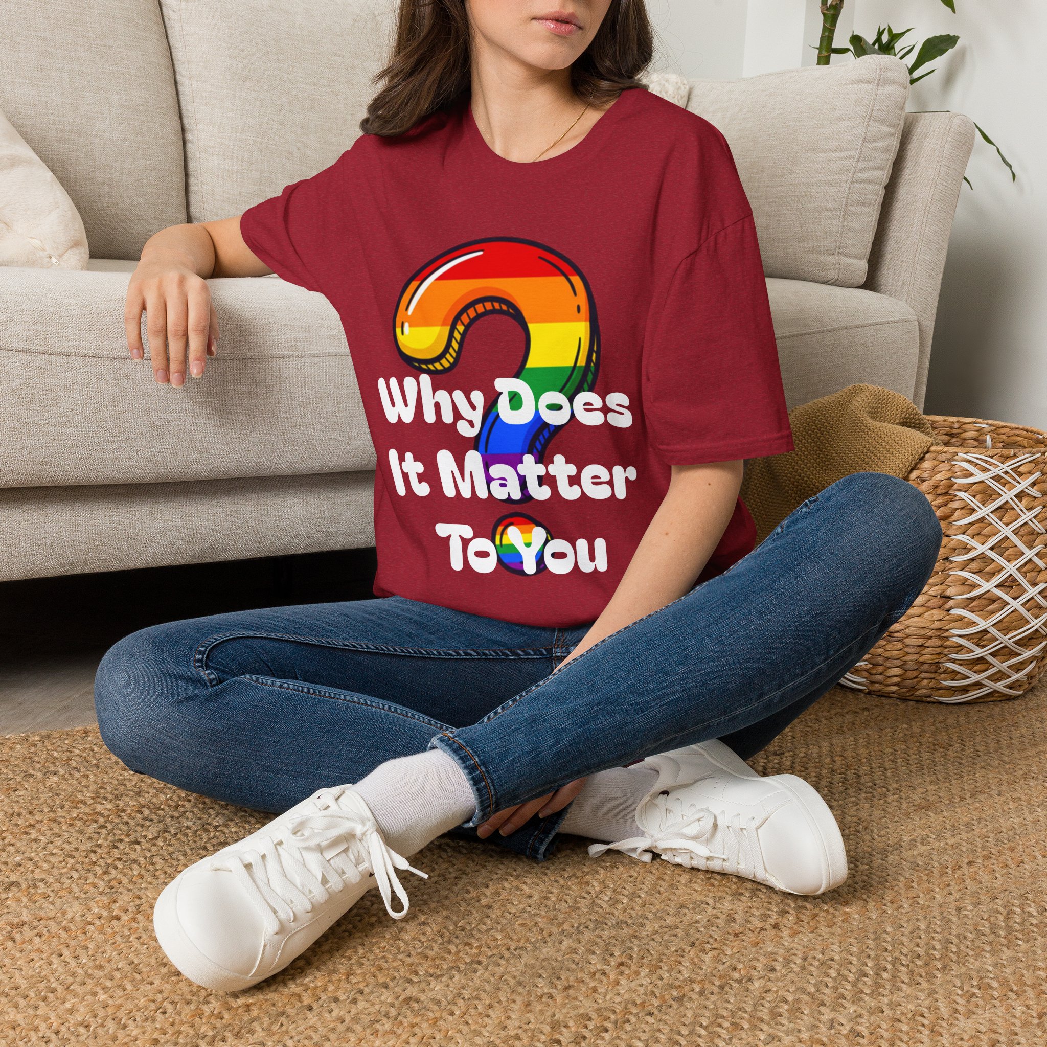Why Does It Matter To You T-Shirt — Rainbow Question Mark Pride Graphic Tee - Image 22