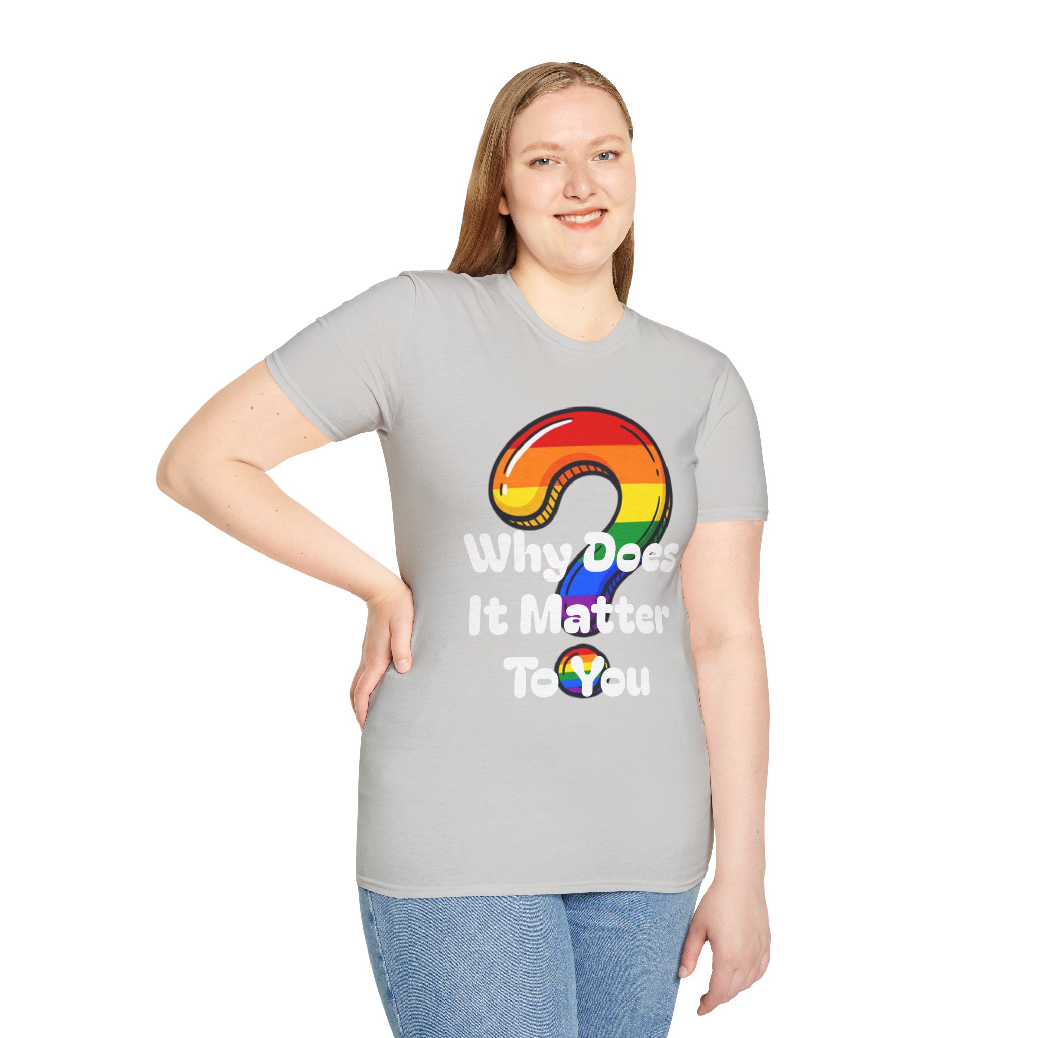 Why Does It Matter To You T-Shirt — Rainbow Question Mark Pride Graphic Tee - Image 5