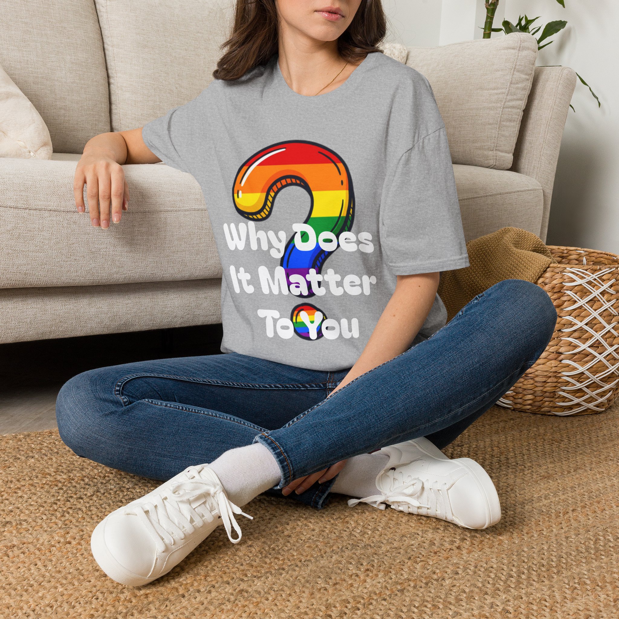 Why Does It Matter To You T-Shirt — Rainbow Question Mark Pride Graphic Tee - Image 6