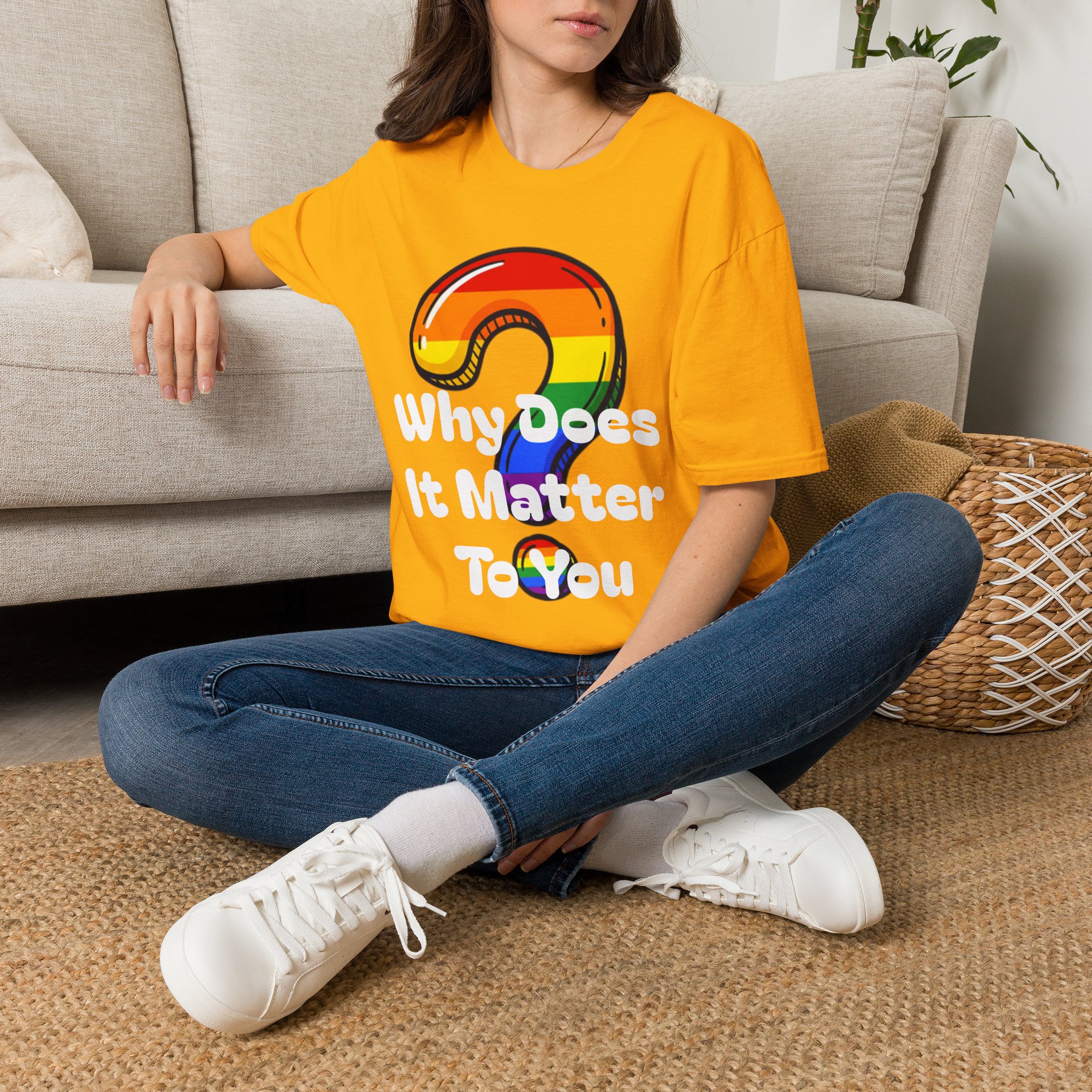 Why Does It Matter To You T-Shirt — Rainbow Question Mark Pride Graphic Tee - Image 8