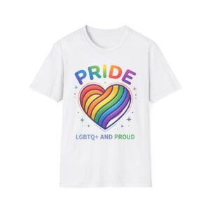 Pride Heart T-Shirt — "PRIDE" Rainbow LGBTQ+ and Proud Tee (Multiple Colors)