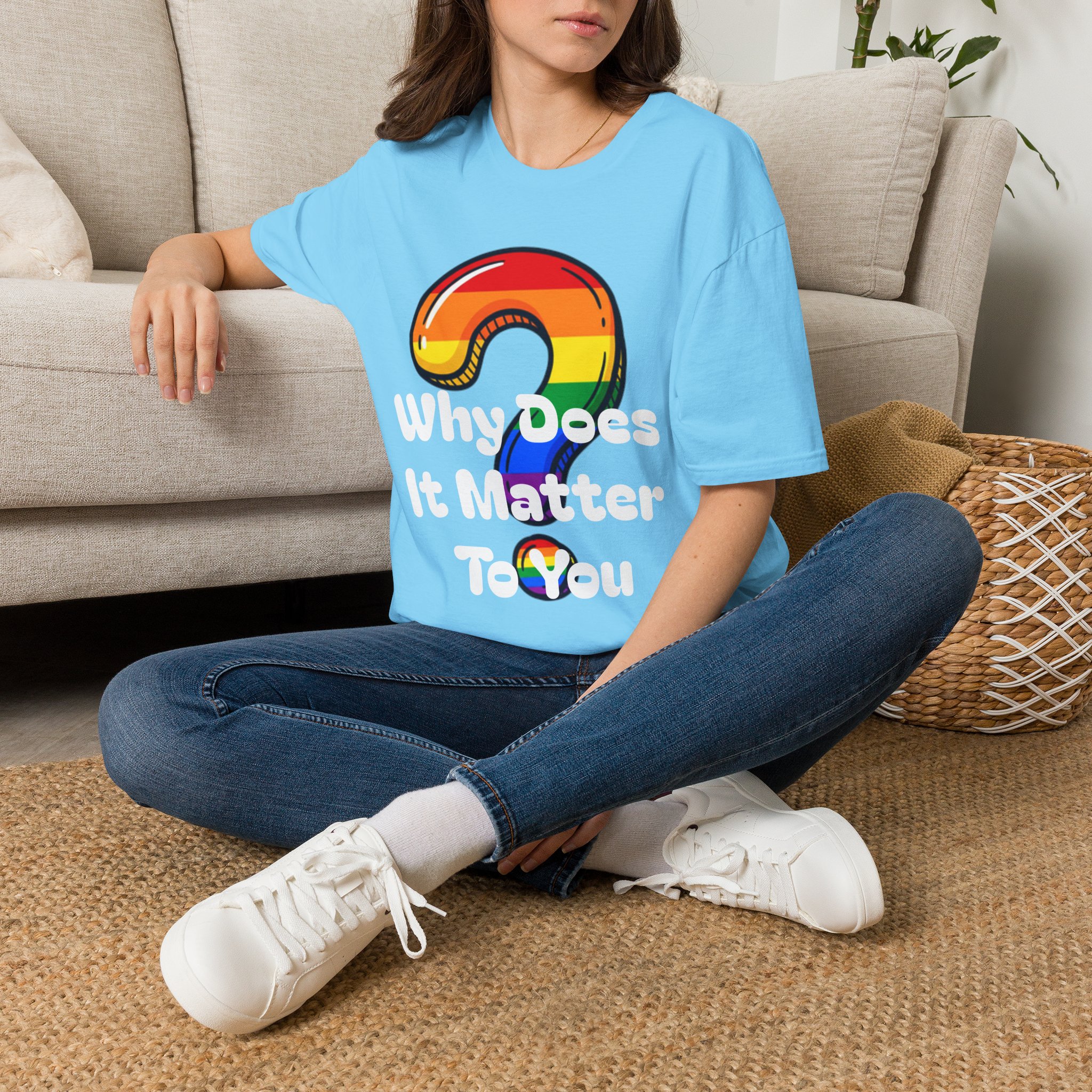 Why Does It Matter To You T-Shirt — Rainbow Question Mark Pride Graphic Tee - Image 13