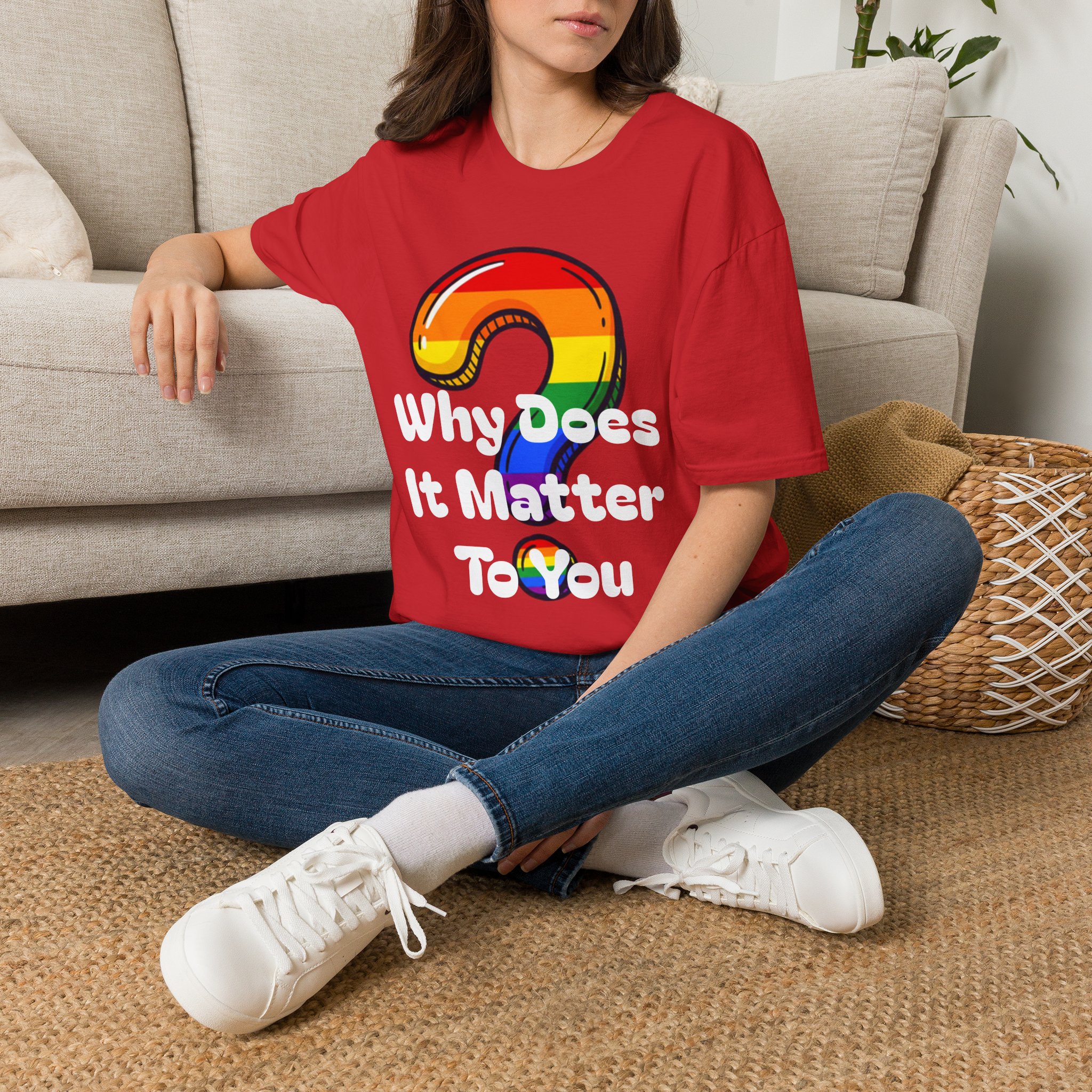Why Does It Matter To You T-Shirt — Rainbow Question Mark Pride Graphic Tee - Image 20