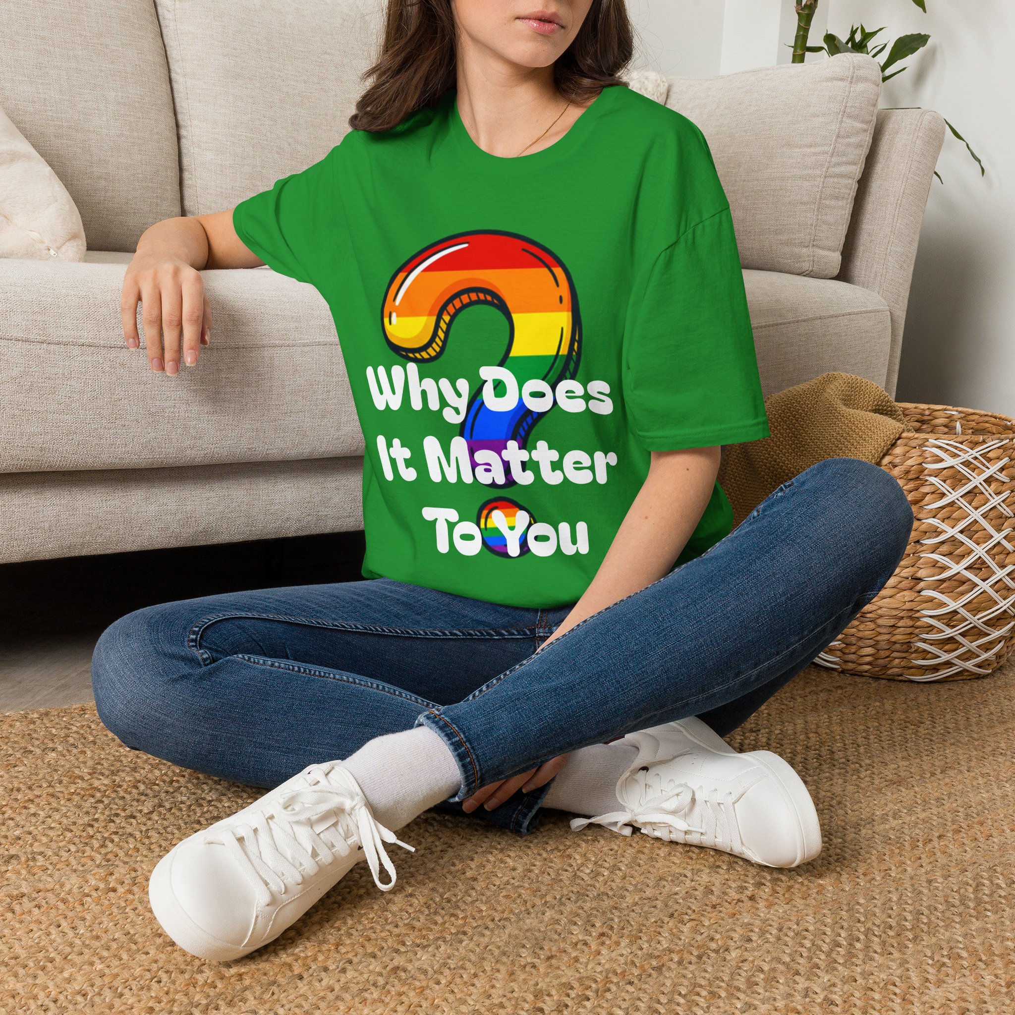 Why Does It Matter To You T-Shirt — Rainbow Question Mark Pride Graphic Tee - Image 11