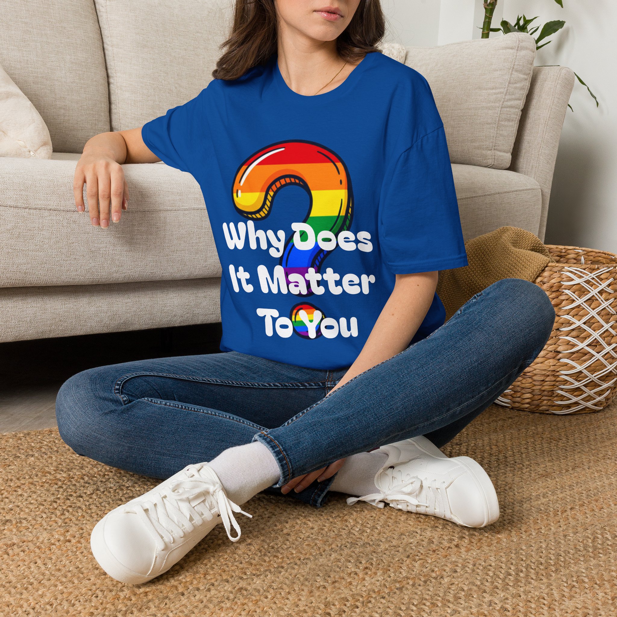Why Does It Matter To You T-Shirt — Rainbow Question Mark Pride Graphic Tee - Image 18
