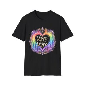 Rainbow Heart "Love Is Love”  T-Shirt — Colorful Pride & Love Graphic Tee