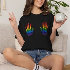"Handprints on my Tatas" T-Shirt — LGBTQ Pride Graphic Tee (Various Colors)